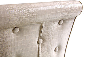 English Elm A Set of 2 Crystal Button Faux Leather Dining Chairs with Embossed Croc Texture Beige,Silver W3226P344041