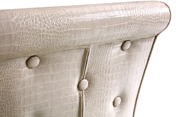 English Elm A Set of 2 Crystal Button Faux Leather Dining Chairs with Embossed Croc Texture Beige,Silver W3226P344041