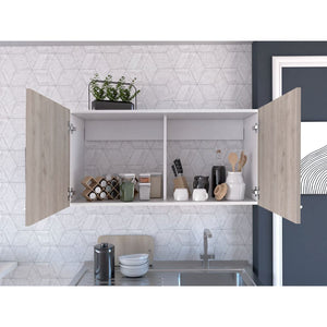 English Elm Oklahoma Wall Cabinet Two Doors – Space-Saving Particleboard Storage 39.3"W x 19.3"H Sleek Design Multicolor 42 L x 25 W x 4 H B128P148949