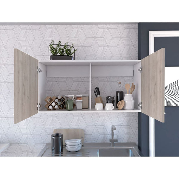 English Elm Oklahoma Wall Cabinet Two Doors – Space-Saving Particleboard Storage 39.3"W x 19.3"H Sleek Design Multicolor 42 L x 25 W x 4 H B128P148949