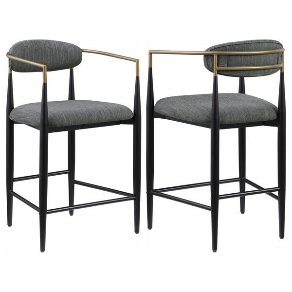 English Elm Renfroe Mid-Century Upholstered Counter Stool Set of 2 with Padded Seat, Open Back & Footrest DARK GREY B062P299973