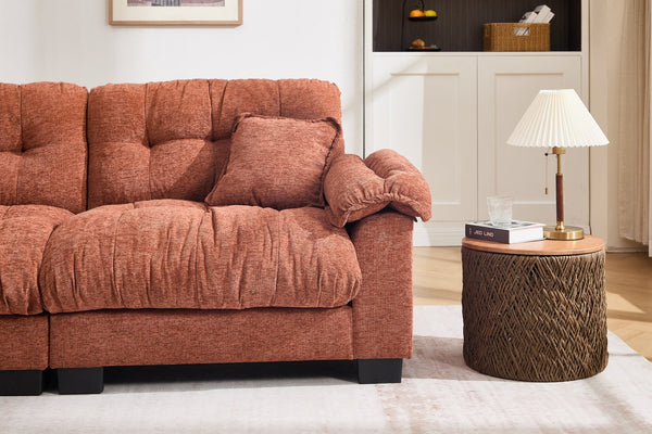 English Elm Casual Three Seat Chenille Sofa with Pleated Front Detail for Modern Living Spaces W2100S00314