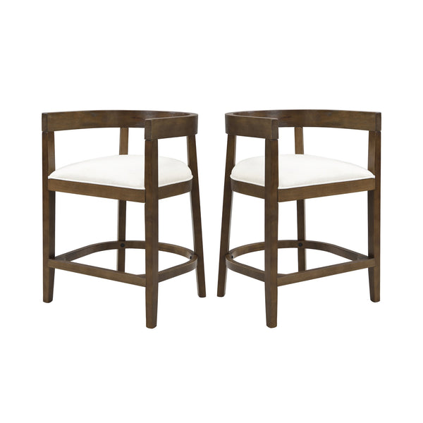 English Elm Christopher Knight Home® - Rubberwood Counter Stool Set of 2 with Upholstered U-Shaped Seats, Cutout Barrel Back, Eco Wood Finish Beige N771P197028T