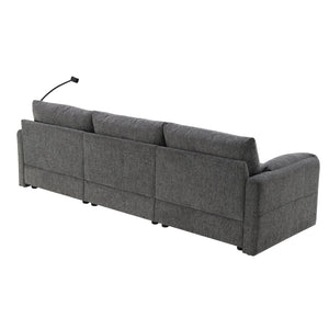 English Elm [video]96.5'' Chenille L-shaped Sectional with Usb Charging Ottoman Pockets Living Room N723S8776E