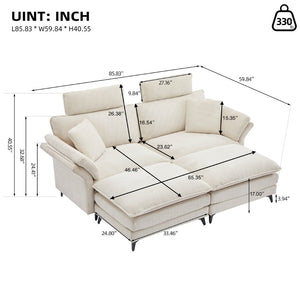 English Elm Deep Seat Sectional Sofa - Modern Corduroy Comfort With Ottomans For Living Spaces & Offices W2120S00002-GIGA