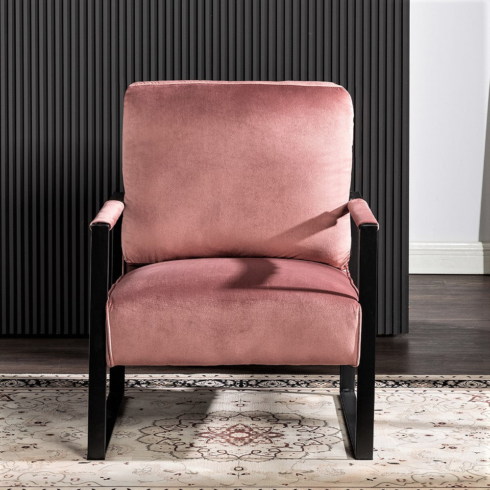 English Elm Classic Mid Century Modern Accent Chair In Soft Rose Velvet – Stylish Metal Frame For Home & Office B2735P256738
