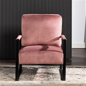 English Elm Classic Mid Century Modern Accent Chair In Soft Rose Velvet – Stylish Metal Frame For Home & Office B2735P256738