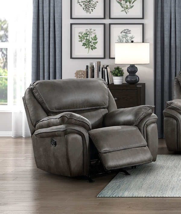 English Elm Plush Microfiber 3 Piece Reclining Sofa Set with Console Storage for Family Rooms Gray B011S01292
