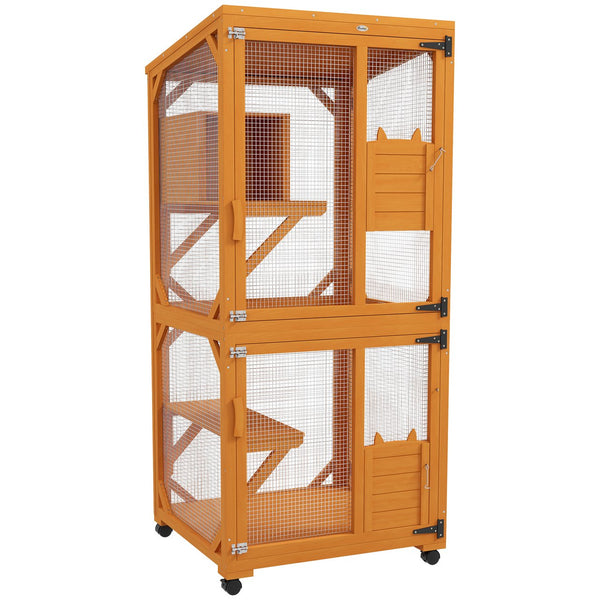 English Elm Pawhut Five Tier Ferret Chinchilla Habitat Steel Wire Enclosure with Hammock Rolling Base W2225P173767