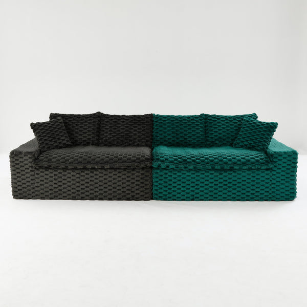 English Elm Luxury Color-Block Turtle Velvet Sofa - Versatile & Stylish Seating For Cozy Living Room Gatherings W3371S00052