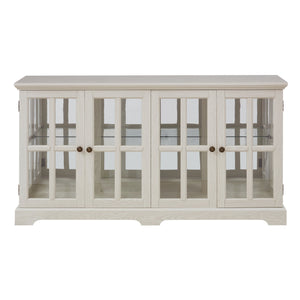 English Elm Led Curio Display Cabinet - Antique White Showcase With Glass Doors, Adjustable Shelves & Led Lighting W2275P231690