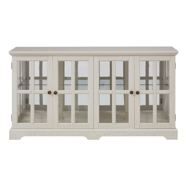 English Elm Led Curio Display Cabinet - Antique White Showcase With Glass Doors, Adjustable Shelves & Led Lighting W2275P231690