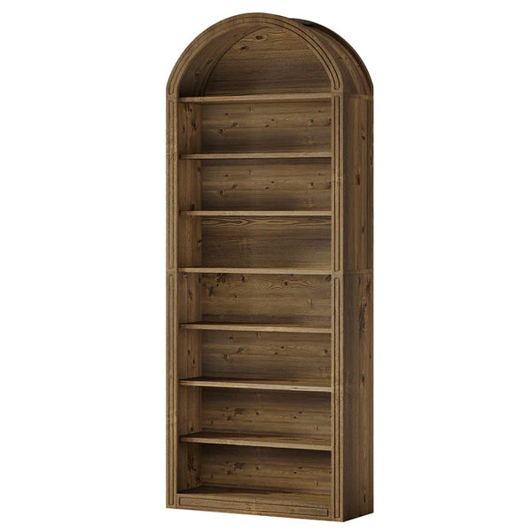 English Elm Display Cabinet Wall Mounted 5 Tier Glass Door Shelving for Collectibles Matte Black T3971P449818