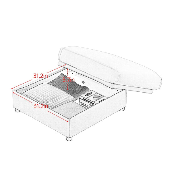 English Elm Stylish Blue Chenille 2-Seater Sofa With Modern Storage Ottomans, Ergonomic Design & Easy Assembly W714S01048-GIGA