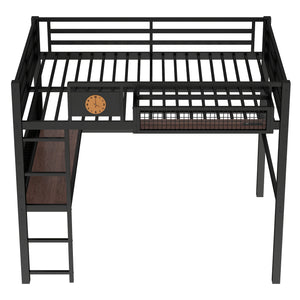English Elm Full Bunk Bed with Trundle Bookshelf Storage Pine Frame Car Design for Kids W1580S00375