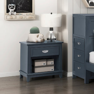 English Elm Navy Blue Nightstand with Drawer & Open Shelf, Dovetail Construction, Nickel Ring Pulls, No Assembly Required B011P365520
