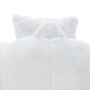 English Elm Giant Foam-Filled Bean Bag Chair with Footstool, Shell-Shaped Faux Fur Sofa for Gaming Reading уют White W2677P306793