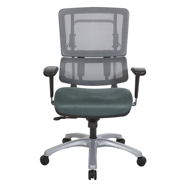 OSP Home Furnishings Vertical Mesh Back Ergonomic Manager Chair with Lumbar Support and Polished Base Silver 99666S-2M