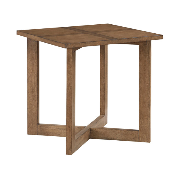 English Elm Contemporary Maple Walnut Veneer Square Side Table Warm Brown Cross Pattern Living Room B011P459316