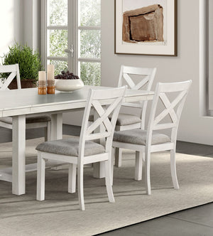 English Elm Modern Rustic White Oak 2pc Side Chairs — Farmhouse Cross-Back Cushioned Dining Seats, 18.5" HT B2741P323128