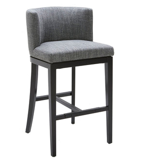 Sunpan HAYDEN Barstool - Stylish Quarry Fabric with Barrel-Back Design, Matte Black Legs, and Durable Support 100969