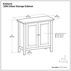 English Elm Amherst Solid Pine Storage Cabinet French Finish Transitional Style for Entryway or Living Room Brown B136P436056