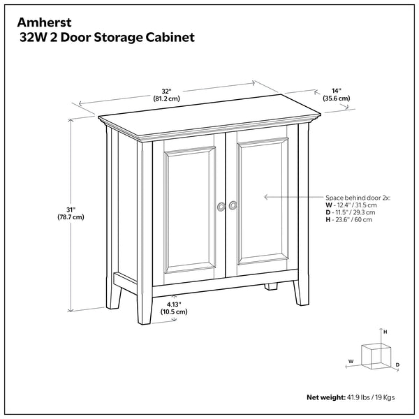 English Elm Amherst Solid Pine Storage Cabinet French Finish Transitional Style for Entryway or Living Room Brown B136P436056