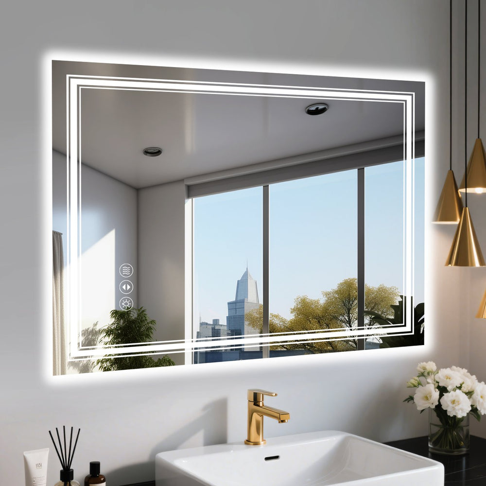 English Elm 48X32 Inch Frameless Led Bathroom Mirror - Smart Anti-Fog, Adjustable Lighting, Easy Installation & Durable T3757P347021