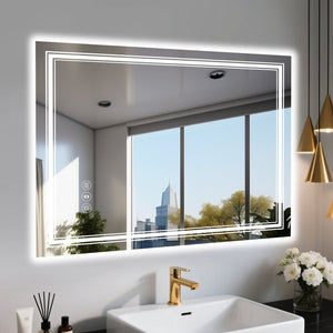 English Elm 48X32 Inch Frameless Led Bathroom Mirror - Smart Anti-Fog, Adjustable Lighting, Easy Installation & Durable T3757P347021
