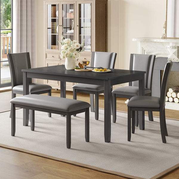 English Elm Dining Chairs Set of 4 Rubberwood Frame with Padded Faux Leather Ergonomic Seats Gray W1998P248088