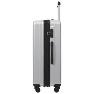 English Elm Luggage 5 Piece Hardside Abs Set with Front Access Carry on and Tsa Spinner Wheels Silver N732P391579D