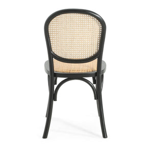 English Elm Christopher Knight Home® - DINING Chairs with Birch Wood Frame and Rattan Backrest, Foam Seat, Vintage Curved Design, Set of 2 Black N779P192530B