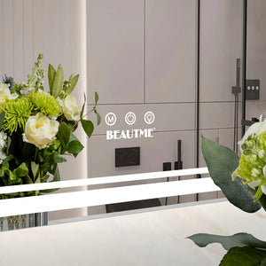 English Elm 60x40 LED Bathroom Mirror with Aluminum Frame, IP44 Waterproof, 3-Mode Touch Dimmer, Plug or Hardwire W708P235376