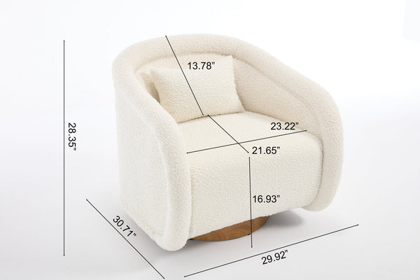 English Elm Swivel Barrel Chair Plush Teddy Fabric Pumpkin Silhouette for Living Room or Bedroom W3244P288825