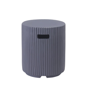 English Elm 17x19.9 Mgo Concrete Propane Tank Cover Outdoor Side Table with Metal Base Gray N772P409042G