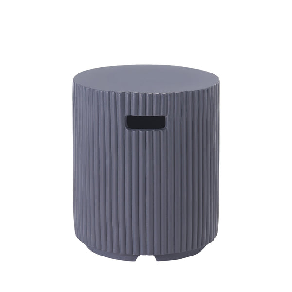 English Elm 17x19.9 Mgo Concrete Propane Tank Cover Outdoor Side Table with Metal Base Gray N772P409042G