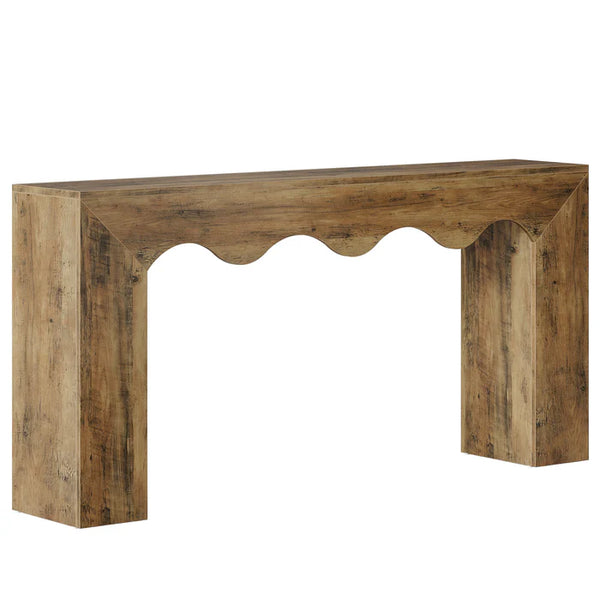 English Elm Wood Solid Fir Console Table Handcrafted Farmhouse Style for Entryway or Sofa T3971P449635