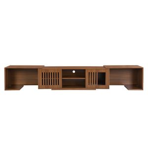 English Elm Mid-Century Extendable TV Stand 54.3"-80" with Hidden Cat House & Litter Enclosure, Walnut Finish N843P255637W