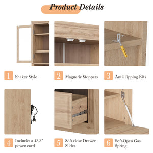 English Elm Topmax Shaker Pantry Cabinet with Drawers Power Outlet and Glass Doors SP000094AAA