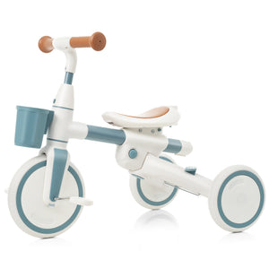 English Elm 7 in 1 Convertible Toddler Tricycle Aluminum Frame Push Trike with Rotating Seat Canopy Blue N726P300636C