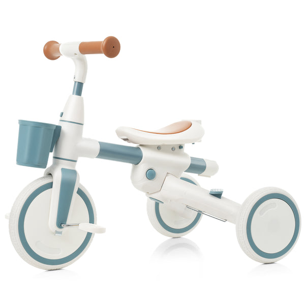 English Elm 7 in 1 Convertible Toddler Tricycle Aluminum Frame Push Trike with Rotating Seat Canopy Blue N726P300636C
