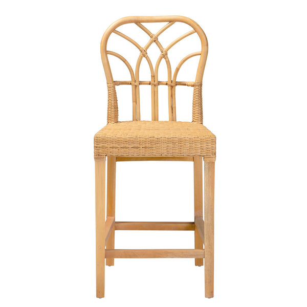 English Elm Modern Rattan Dining Chair Set of Two with Woven Back and Black Iron Base B2750P420435