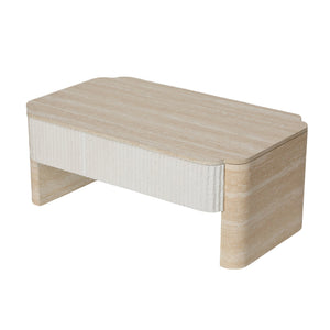 English Elm Rounded Edge Coffee Table Solid Wood Engraved Drawer Modern Living Room Storage W3040P428642