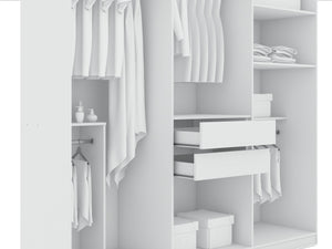 English Elm Gramercy 82" Wardrobe Organizer with Soft-Close Doors, Aluminum Rods, Shelves & Center Drawers White B365S00001