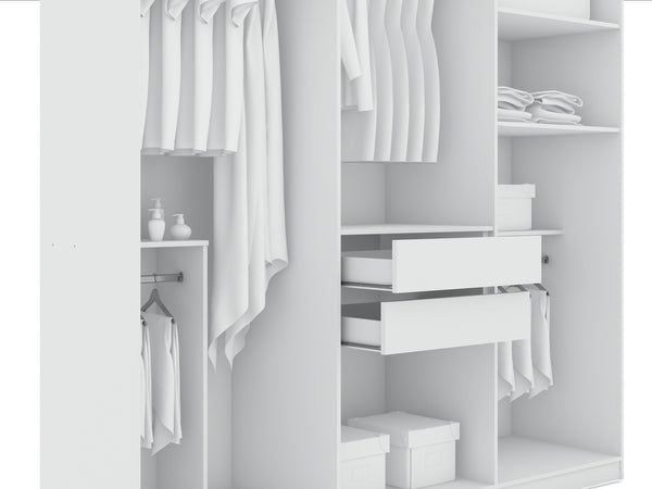 English Elm Gramercy 82" Wardrobe Organizer with Soft-Close Doors, Aluminum Rods, Shelves & Center Drawers White B365S00001