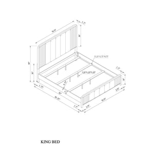 English Elm Beverly Solid Wood Bed with Fluted Detailing and Plush Upholstered Headboard, Low Profile Design Black and White King B201S00418