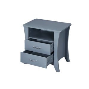 English Elm Colt Gray Finish Accent Table with 2 Drawers & Open Shelf, Tapered Legs, Wooden Case-Frame, 40lb Top B2726P272978