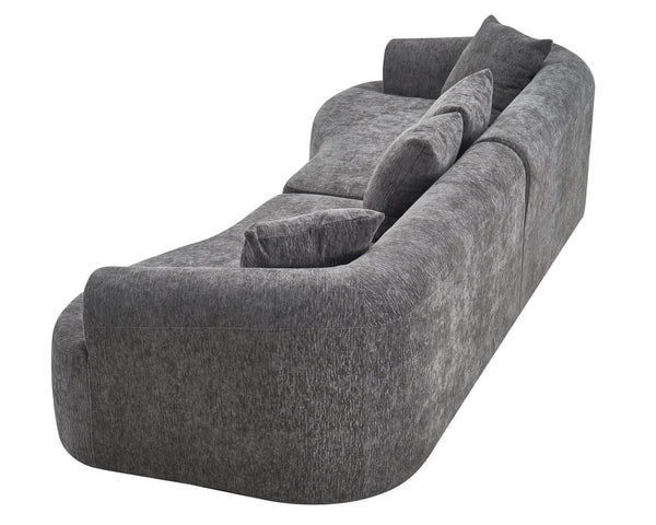 English Elm Curved Chenille Modular Sectional Sofa Boneless High-density Foam for Apartment Living Grey W3728S00008