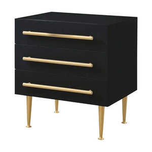 English Elm Modern White Nightstand with Gold Accents and Soft-Close 3 Drawers — Chic Wooden Bedside Table Black+Gold 27 L x 21 W x 21 H B011P353751