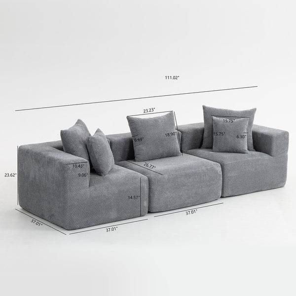 English Elm Modular Low Profile Sectional Sofa Plush Chenille Upholstery for Cozy Living Rooms W3326S00031